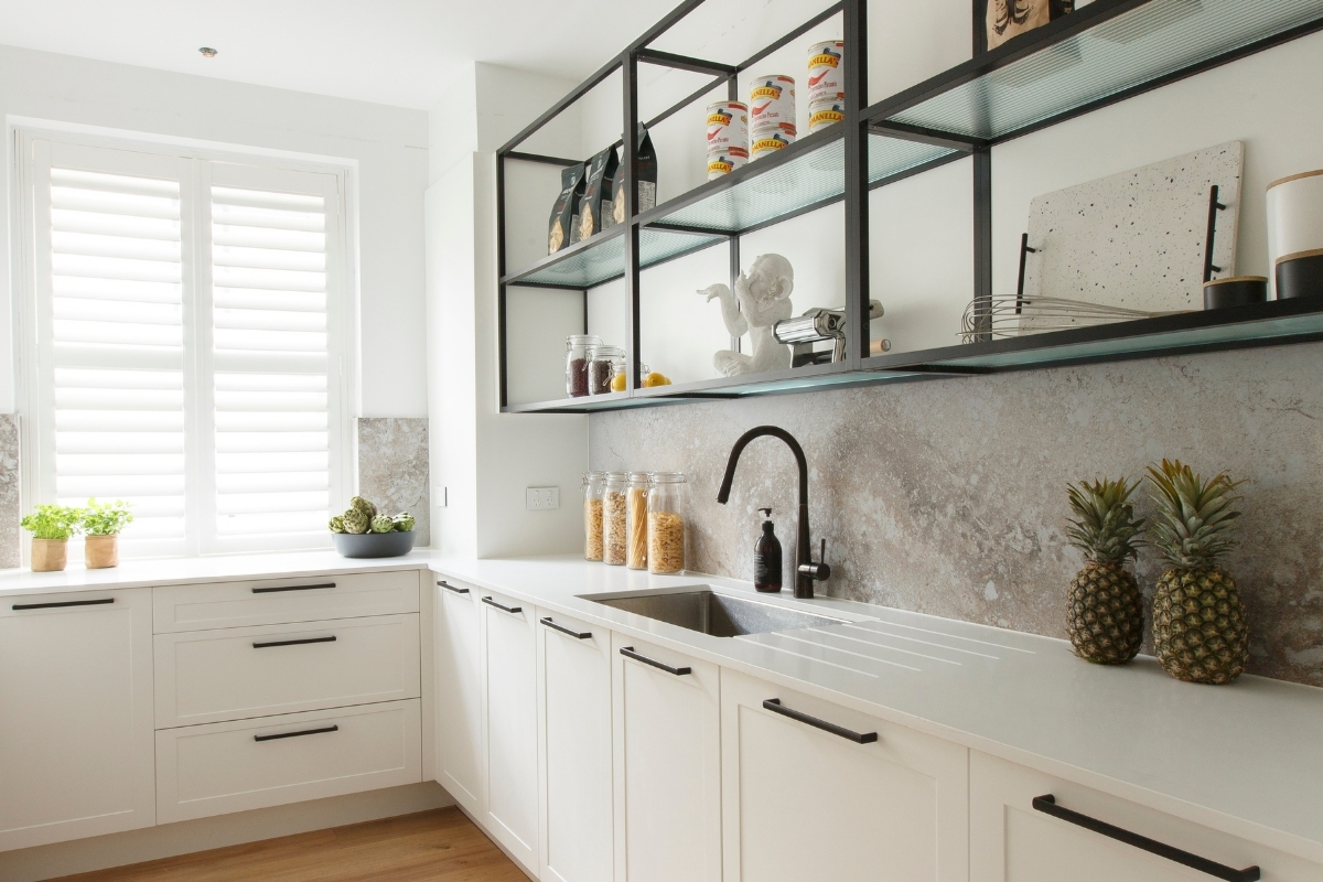 Butler's pantry with shaker-style cabinetry